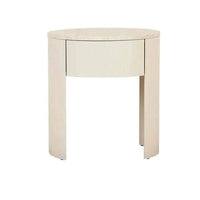 Globe West Bedside Tables Globe West Oberon Crescent Marble Bedside, Natural Travertine - Shell