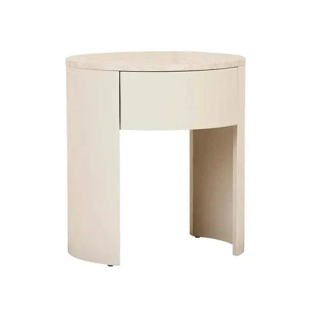 Globe West Bedside Tables Globe West Oberon Crescent Marble Bedside, Natural Travertine - Shell