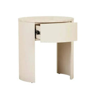 Globe West Bedside Tables Globe West Oberon Crescent Marble Bedside, Natural Travertine - Shell