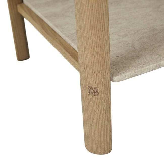 Sketch Bedside Tables Globe West Sketch Tye Marble Bedside - Natural Travertine/Light Oak (7950502756601)