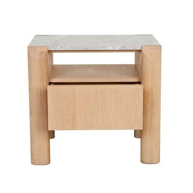 Globe West Bedside Tables Globe West Willa Marble Bedside - Grey Marble - Satin Oak