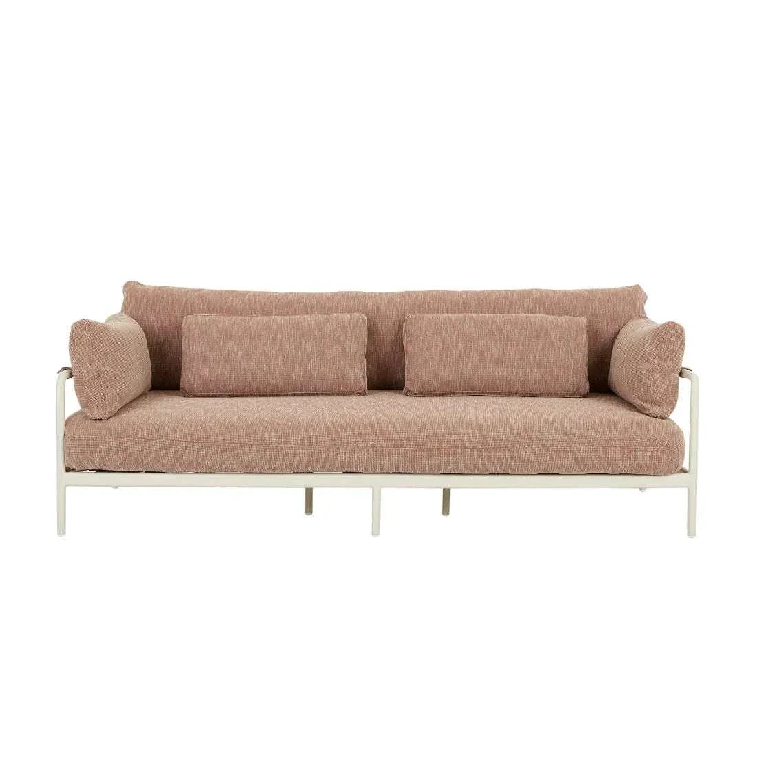 Cape 3 Seater Sofa in Tuscan Brick Sandcastle Tweed with aluminium frame and quick-dry foam cushions