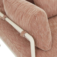 Close-up of Cape 3 Seater Sofa armrest in Tuscan Brick Sandcastle Tweed fabric with white tubular metal frame