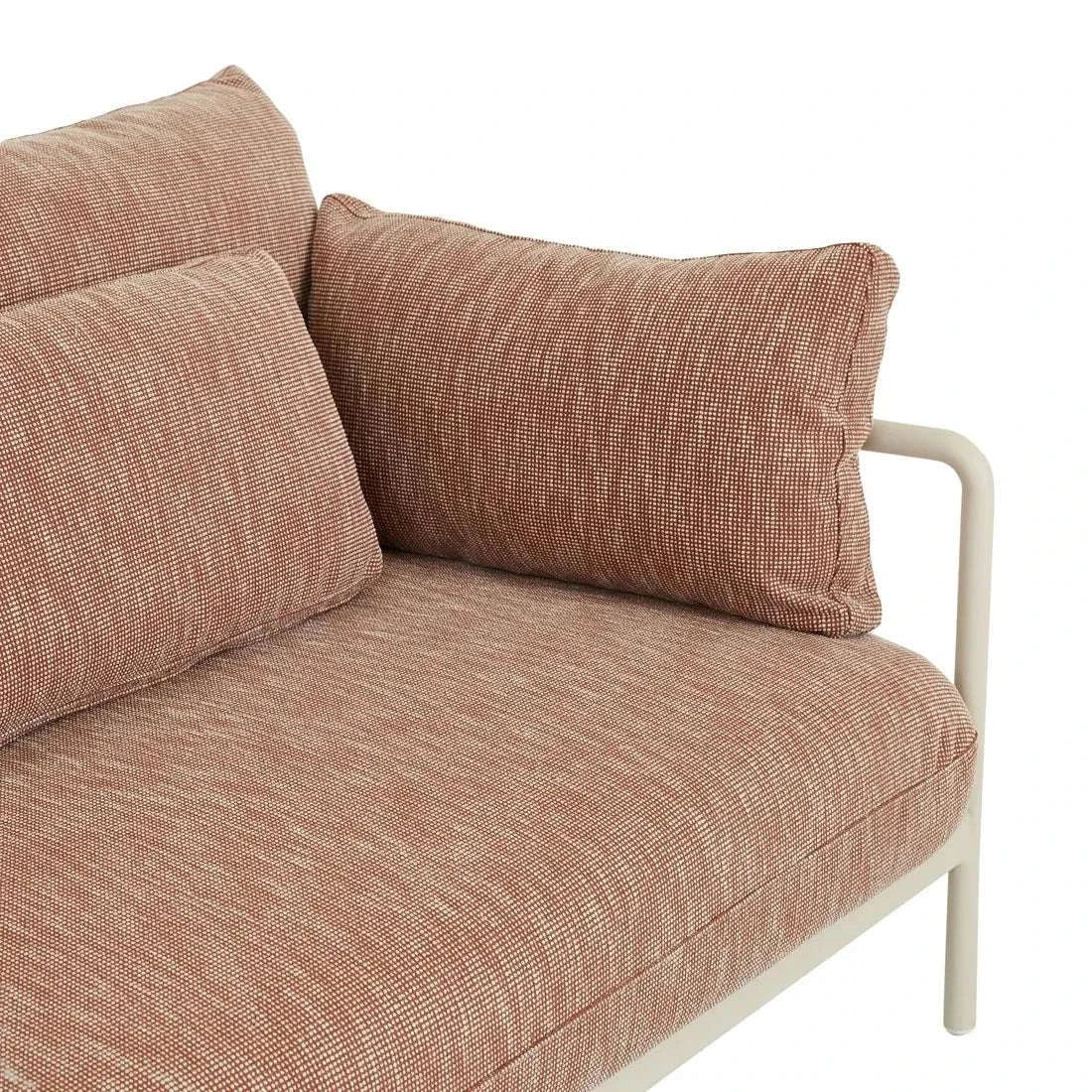 Cape 3 Seater Sofa in Tuscan Brick fabric with aluminium frame and quick-dry foam cushions