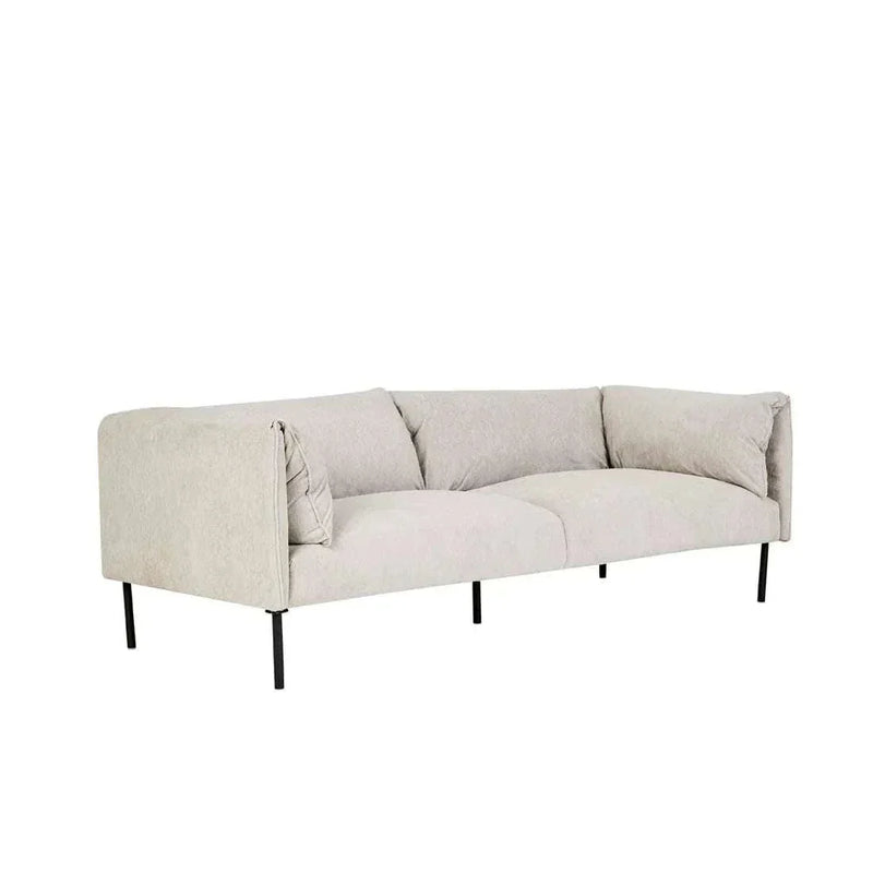 Globe West Felix Fold 3 Seater Sofa in windy grey fabric with metal legs and feather foam filling