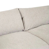 Globe West Felix Fold 3 Seater Sofa close-up of soft grey fabric cushions and seating