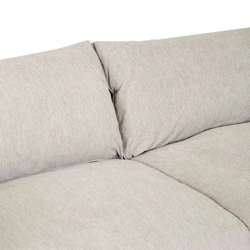 Globe West Felix Fold 3 Seater Sofa close-up of soft grey fabric cushions and seating