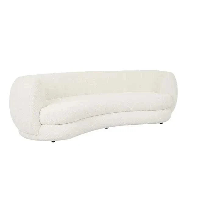 GlobeWest Hugo Vera 4 seater sofa in oat boucle with curved design and plush cushioning