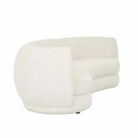 GlobeWest Hugo Vera 4 seater curved sofa in oat boucle fabric with plush cushioning and rounded edges