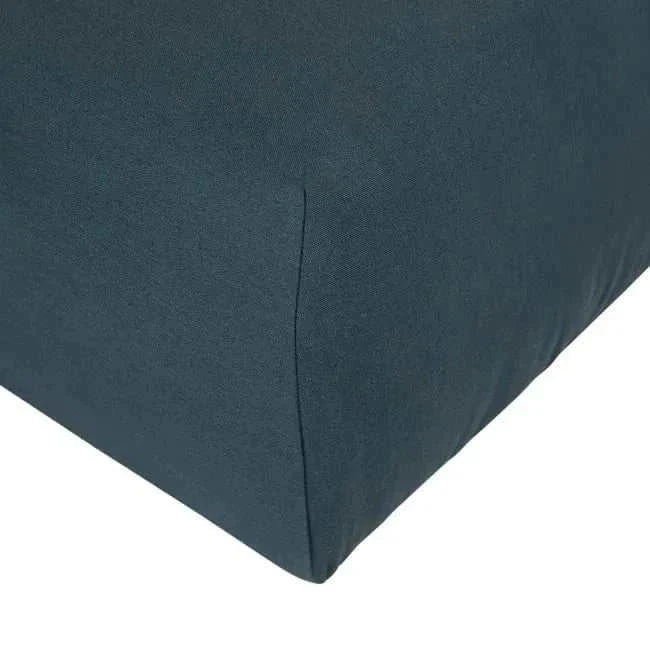 Close-up of dark teal fabric corner on Slipper Modular Sofa piece