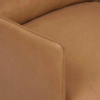Camel Tolv Pensive Occasional Chair with plush cushions and thin planar arms in mid-century style upholstery