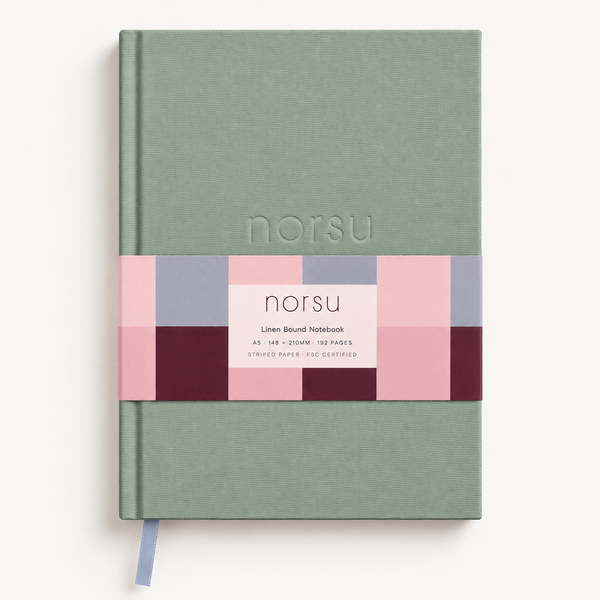 norsu Studio Linen Bound Lined Notebook – Sage