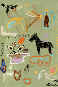 Salade De Fruits limited edition fine art print by Bonnie Gray in sage green, olive and warm neutrals