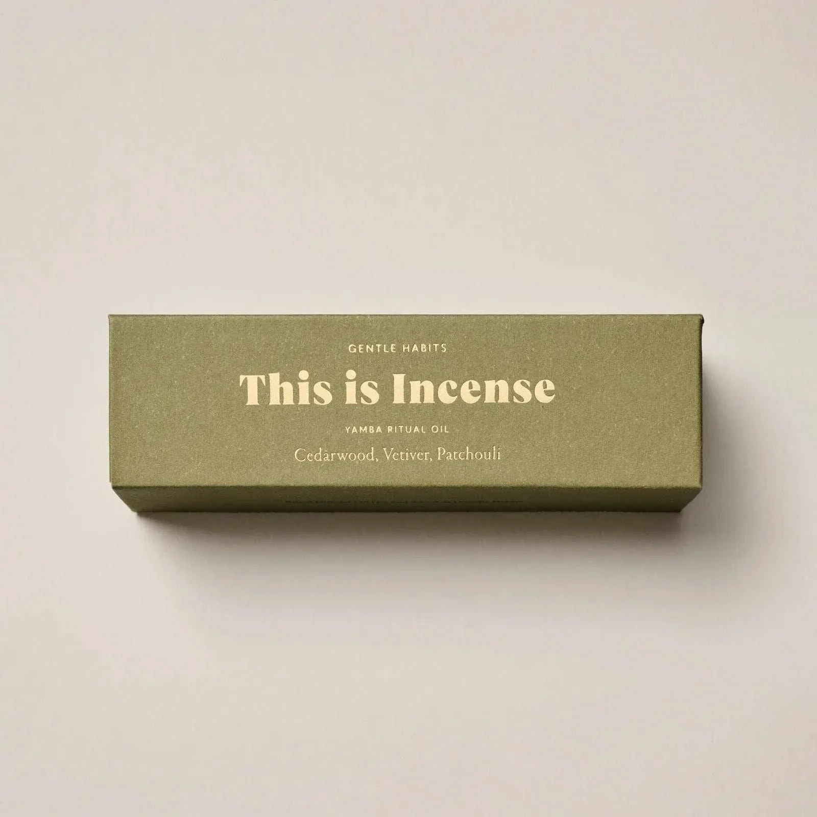 Gentle Habits collection This is Incense Yamba Ritual Diffuser Oil box with cedarwood, vetiver, and patchouli scents