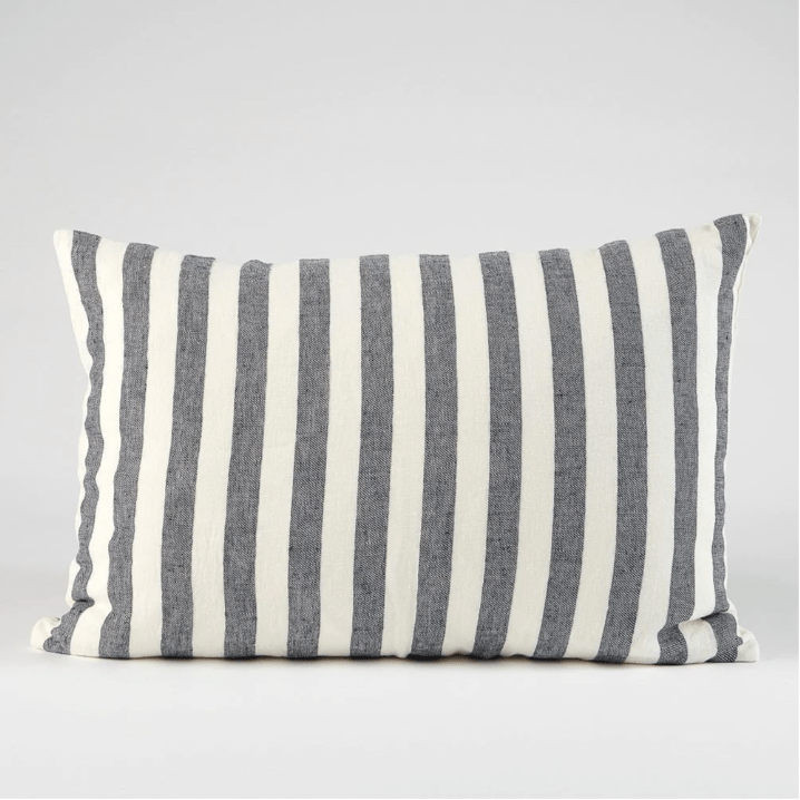Eadie Lifestyle Santi Linen cushion with white and navy wide stripes made of 100% linen