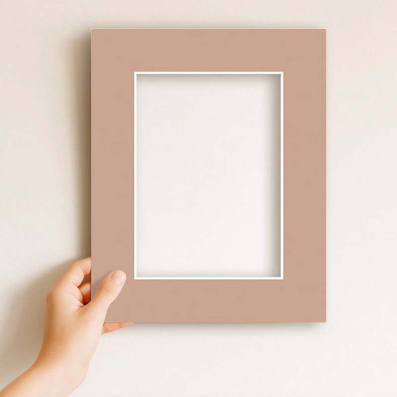 norsu STUDIO A4 Taupe Matboard for 6x8 photographs with stylish border and protective window mat design
