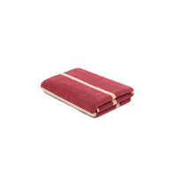 Loop Home Bath Sheet in ruby and almond blush pinstripe made of organic cotton with jacquard weave.