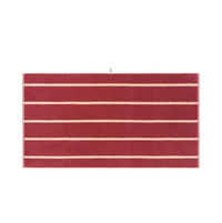 Loop Home Bath Towel in ruby and almond blush pinstripe, made from GOTS organic cotton with jacquard weave