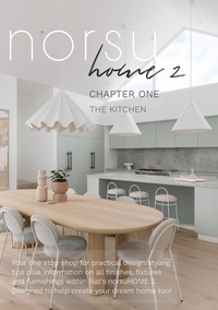 Modern kitchen interior with dining table and stylish pendant lights in norsuHOME 2 digital magazine cover