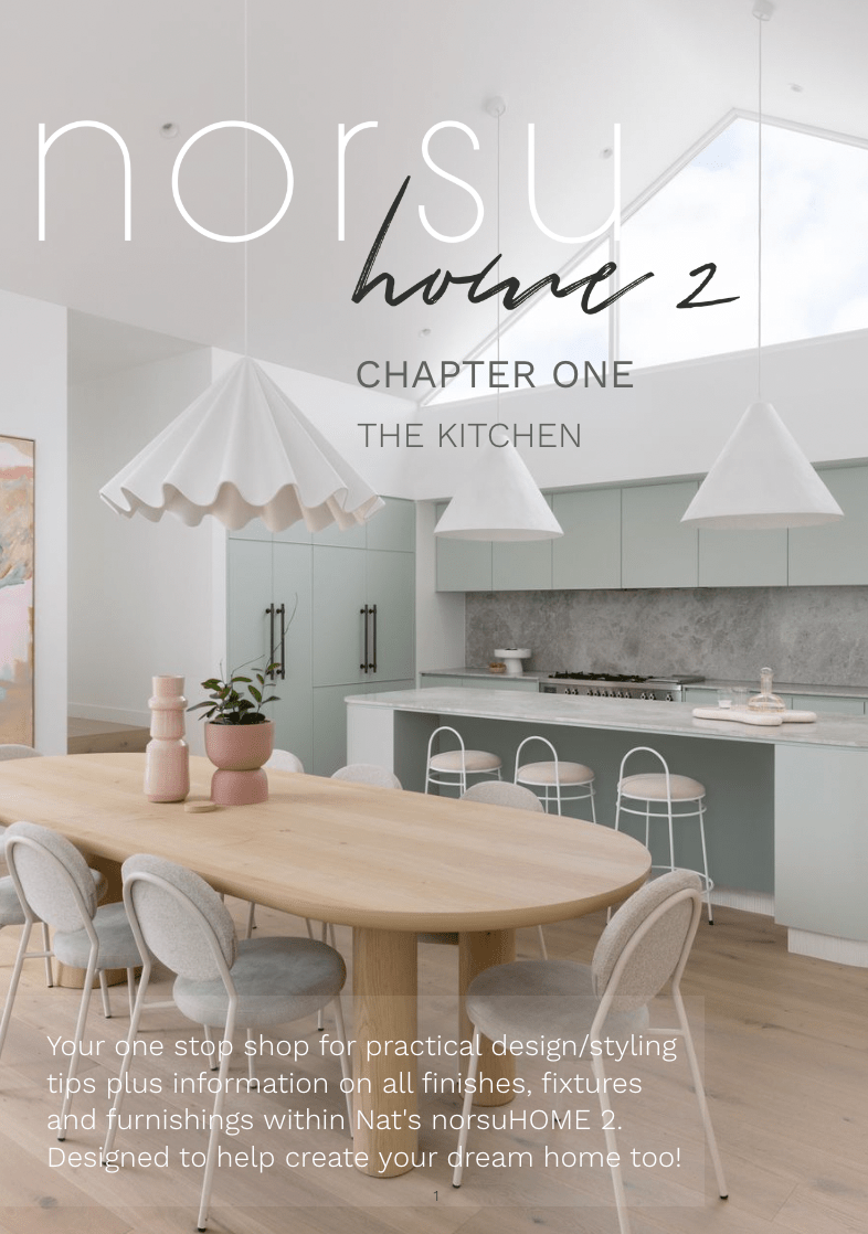 Modern kitchen interior with dining table and stylish pendant lights in norsuHOME 2 digital magazine cover