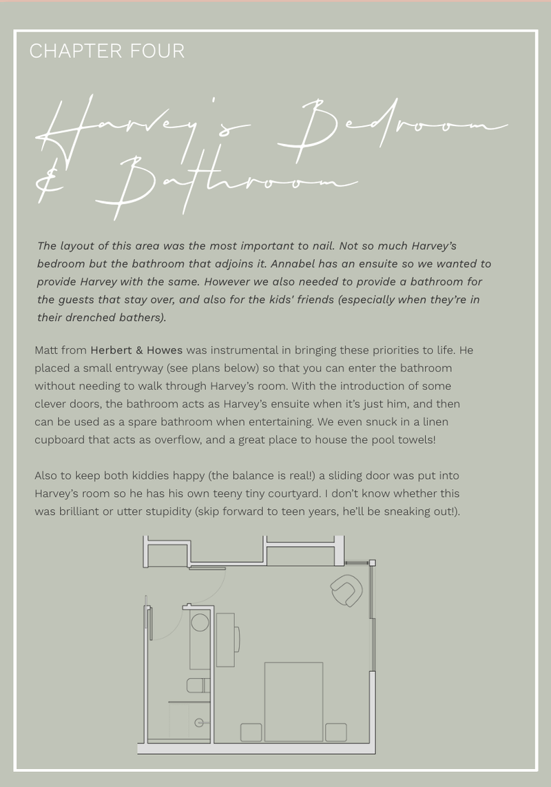 Digital Magazine featuring practical design tips and layout details for Harvey's bedroom and bathroom in norsuHOME 2.