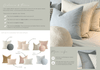 Digital magazine page showcasing practical design tips and cushion selections for kids' spaces with neutral-toned pillows on a bed.