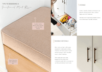 Digital magazine page showcasing practical mudroom design tips with bench seat cushion, oak wood base, built-in storage drawers, and durable materials for high-traffic areas.