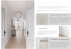 Digital magazine page showing hallway design tips with measurements and cornice, skirting board examples for practical home styling.