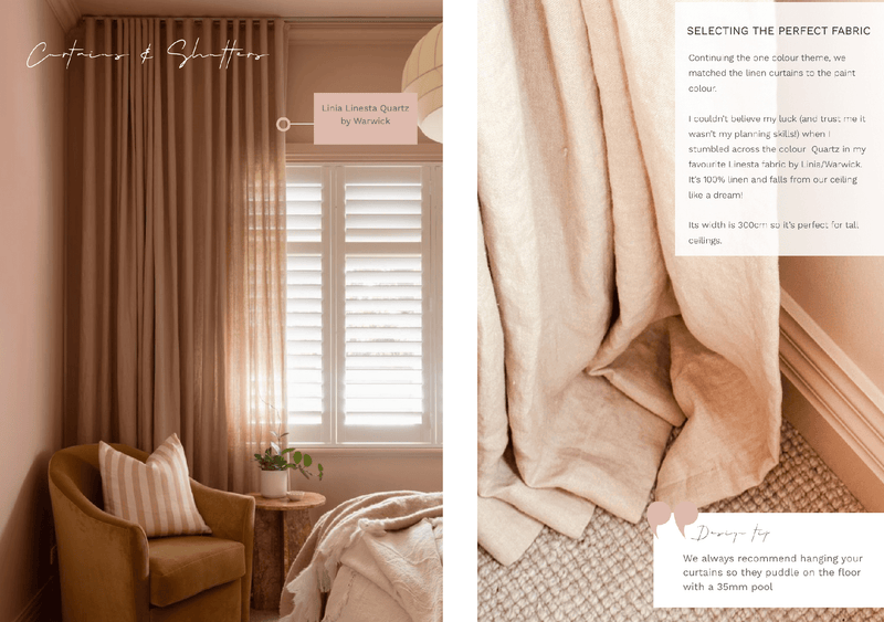 norsuHOME 2 Digital Magazine showing bedroom curtains and shutters with linen fabric details and design tips