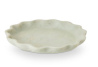 Aries Wavy Tray in sage green with scalloped edges and textured surface