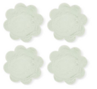 Aries Scallop Coaster 4-piece set in sage green with flower-shaped design