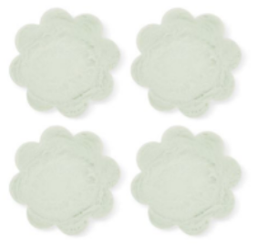 Aries Scallop Coaster 4-piece set in sage green with flower-shaped design