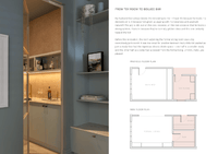 Modern formal living room with built-in bar and study area floor plans in digital magazine design guide