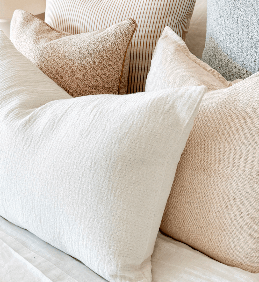L&M Home Cushions L&M Ava Pure Linen Cushion, Chalk, 65 x 45cm