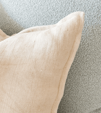 Baya Flaxmill Cushion in nude linen with feather insert, 50x50cm, natural textured summer decor