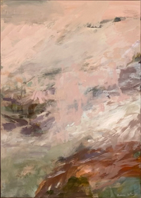 Abstract earth art print "Echoes of Earth" by Prudence De Marchi in soft natural tones on canvas