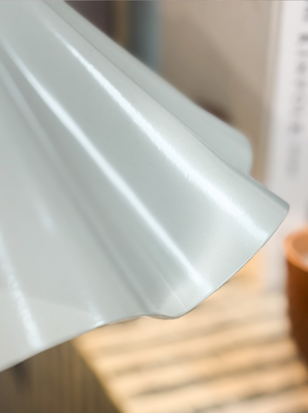 Grayson Table Lamp in seafoam with curved metal shade and base for cozy bedroom lighting