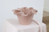 norsu Studio Flow sculptural ceramic bowl in muted blush with organic ruffled edge and unique handcrafted design