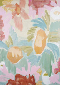 Marcia Priestley Limited Edition abstract floral canvas print with soft pastel colors and floating oak frame.