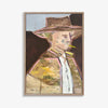 Marcia Priestley Limited Edition archival canvas print "Panama" featuring a stylized portrait of a man with a hat, framed in a floating natural oak frame