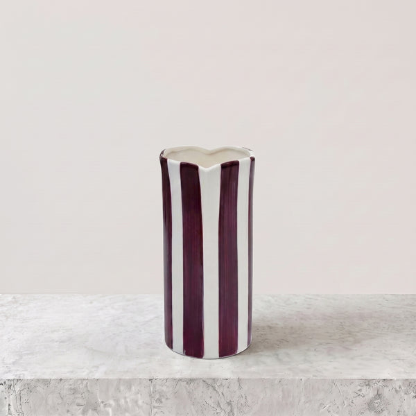 norsu STUDIO Living Handpainted Ceramic Petal Vase, Small – Stripe