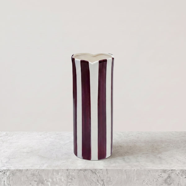 norsu STUDIO Living Handpainted Ceramic Petal Vase, Large – Stripe
