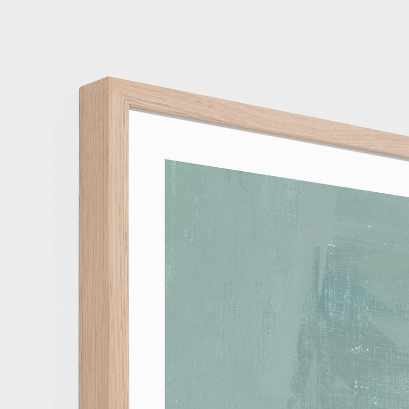 Middle of Nowhere tabletop study framed print in blue with oak frame and white border