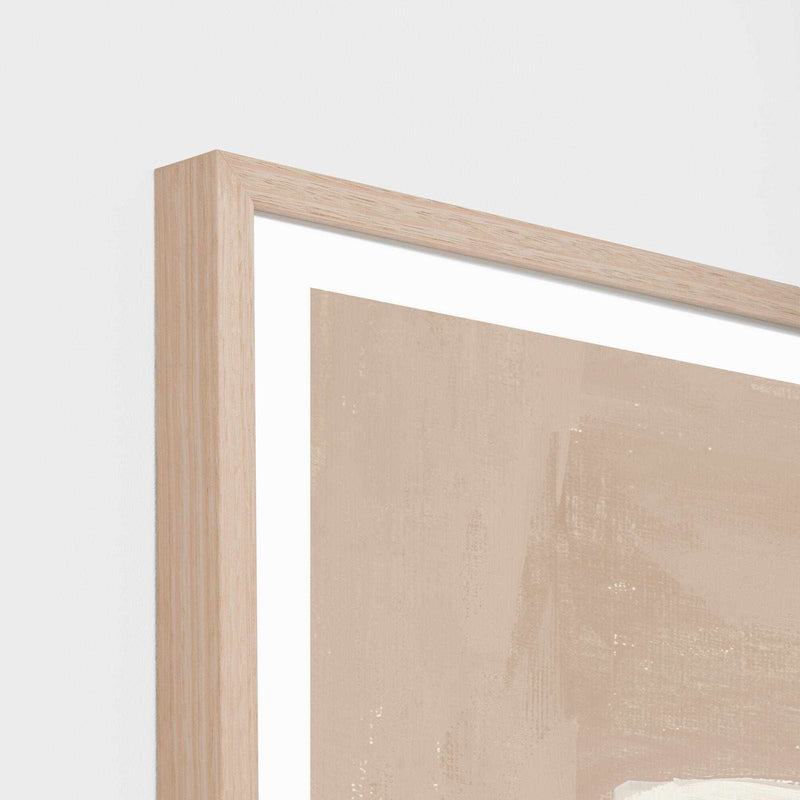 Middle of Nowhere Tabletop Study framed print in blush with oak frame and white border