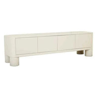 GlobeWest Frankie Entertainment Unit in fossil color with ash veneer finish and four-door storage design