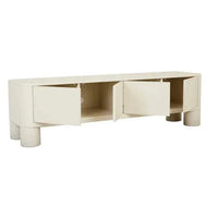 GlobeWest Frankie Entertainment Unit in fossil ash veneer with four doors and modern low-profile design