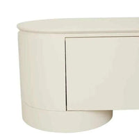 GlobeWest Pluto porcelain entertainment unit with rounded edges and circular base