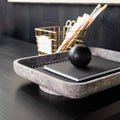 CoTheory Marble Footed Letter Tray - Tundra Grey Marble