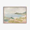 Marcia Priestley limited edition fine art canvas print "The Briny I" featuring a soft coastal landscape in muted tones, framed in a natural floating oak frame