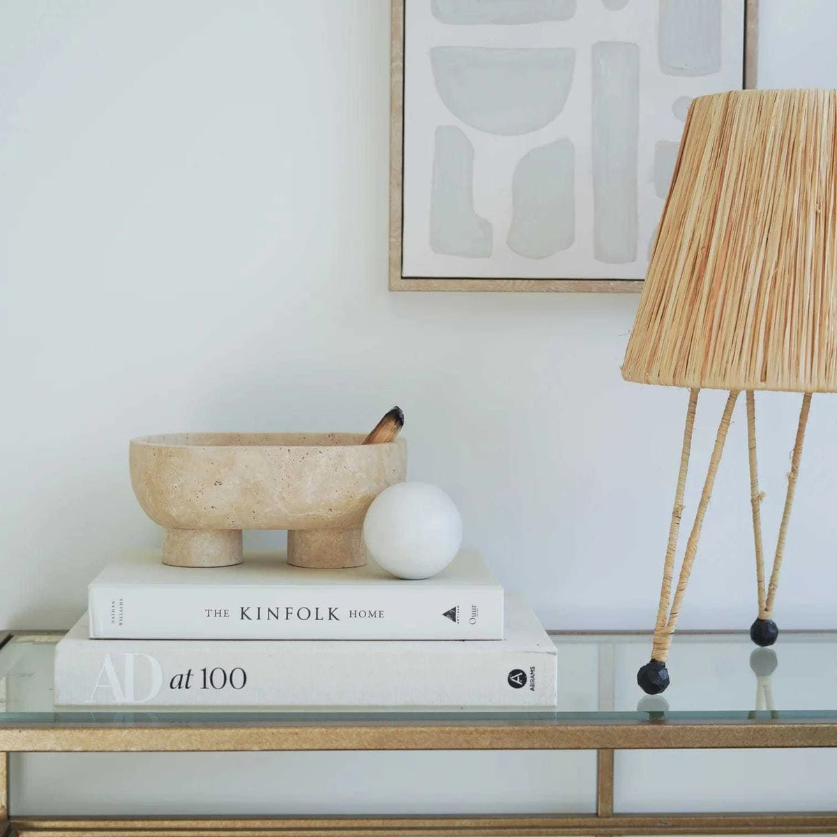 CoTheory Accessories CoTheory The Muse Footed Oval Tray - Beige Travertine (7921177886969)